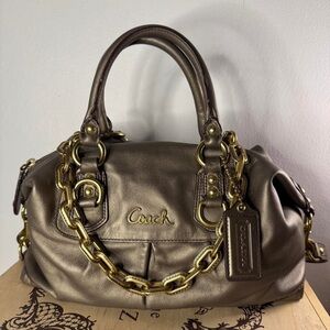 COACH Ashley #F15445 Pewter Leather Convertible Satchel Bag